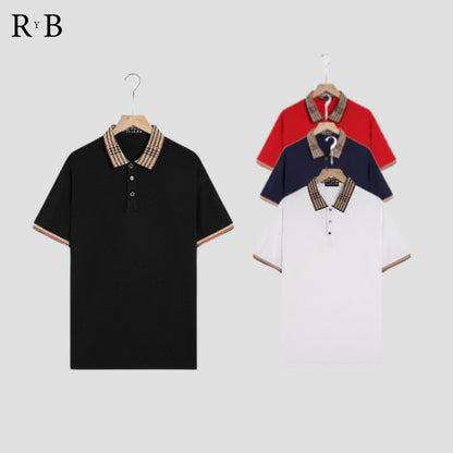 Polo Negra Con Cuello y Mangas Cafes