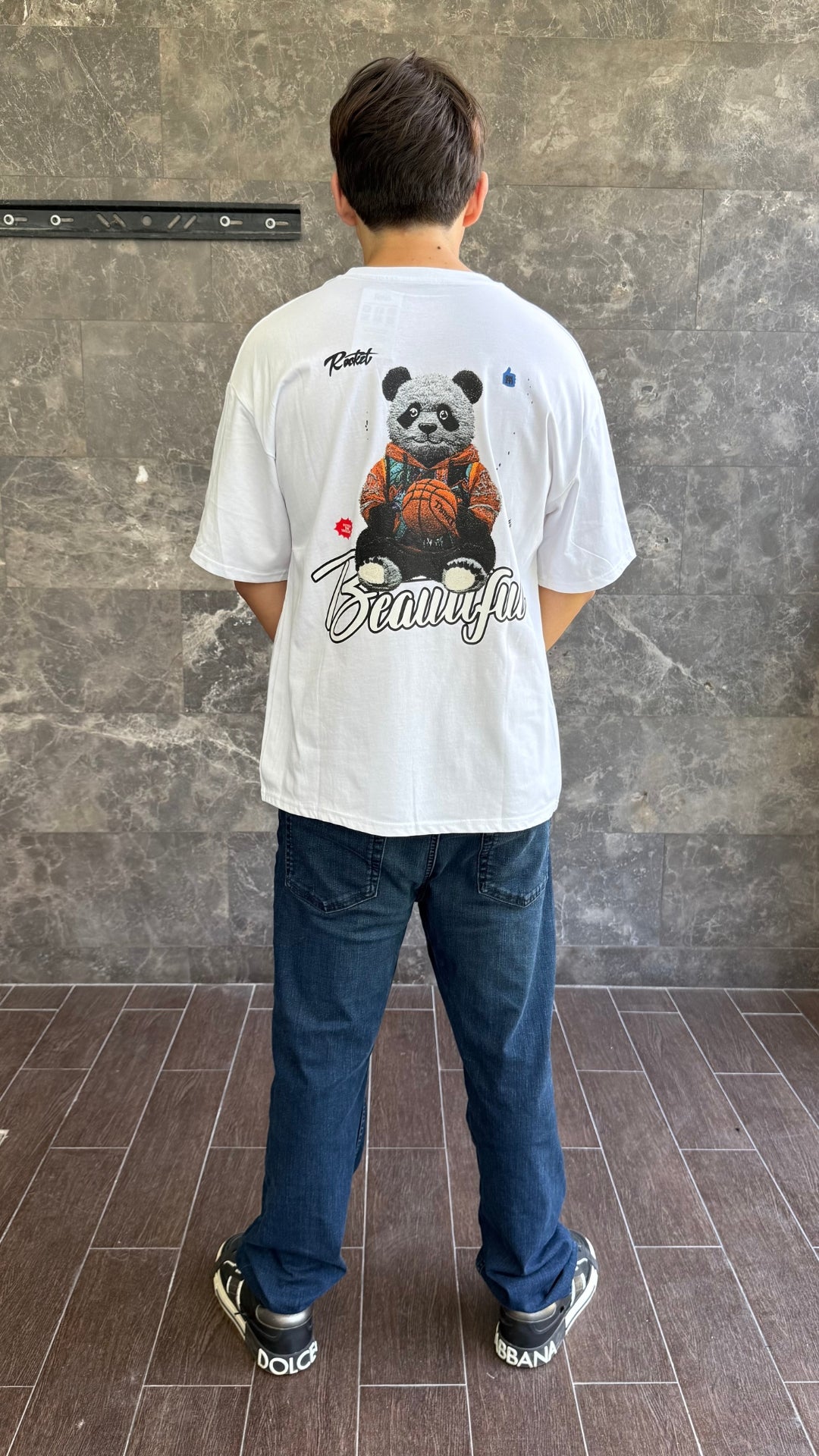 Playera Semioversize Panda Hoops