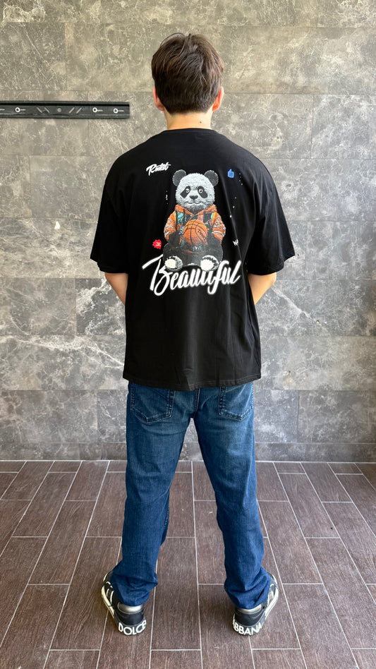 Playera Semioversize Panda Hoops