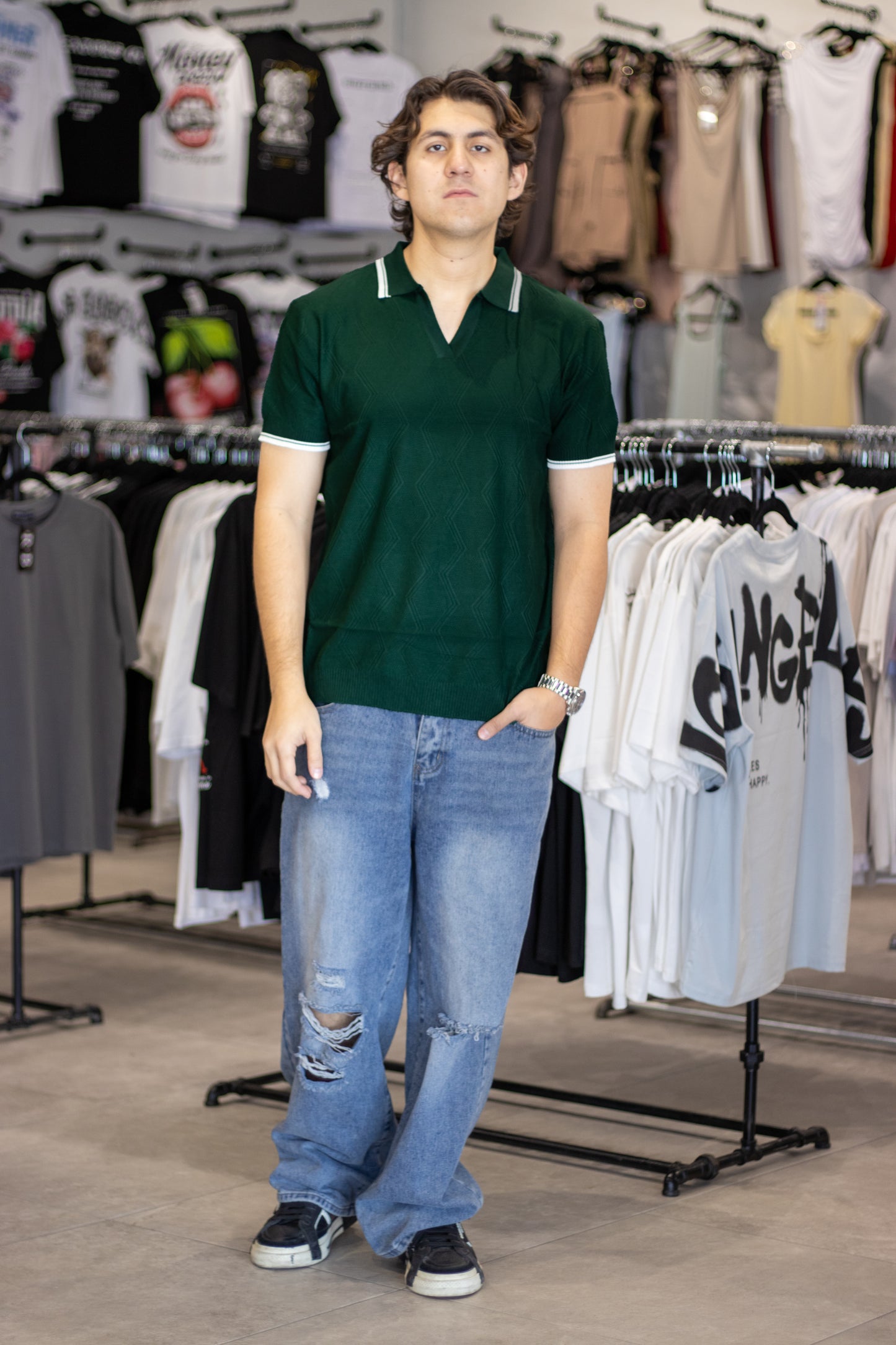 Polo Retro Cuello Contraste