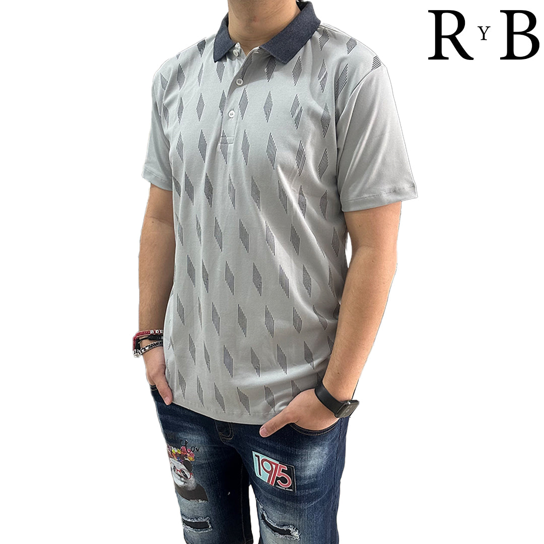 Playera Polo Gris con Rombos