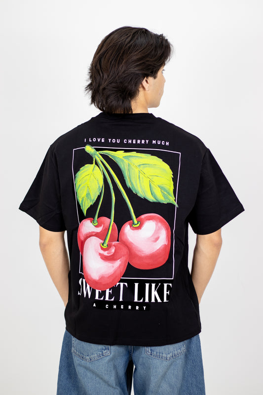 PLAYERA OVERSIZE ESTAMPADO LOVE YOU CHERRY MUCH