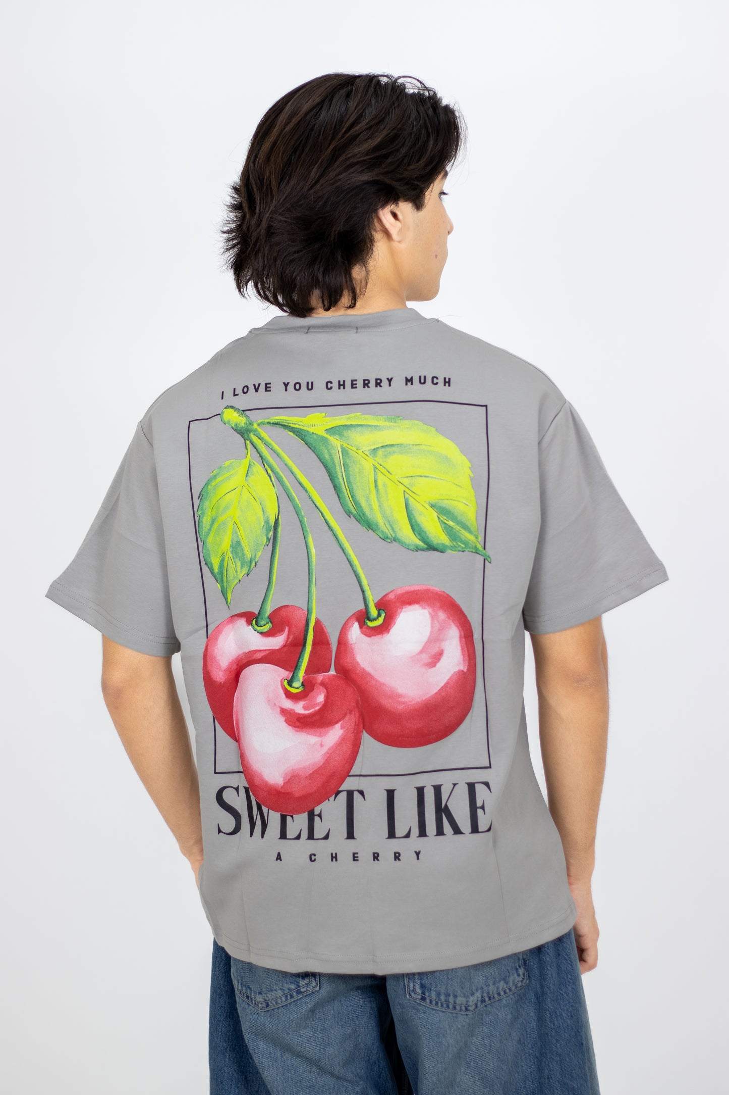 PLAYERA OVERSIZE ESTAMPADO LOVE YOU CHERRY MUCH