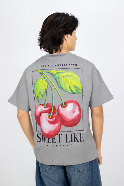 PLAYERA OVERSIZE ESTAMPADO LOVE YOU CHERRY MUCH