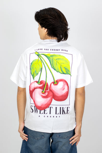 PLAYERA OVERSIZE ESTAMPADO LOVE YOU CHERRY MUCH